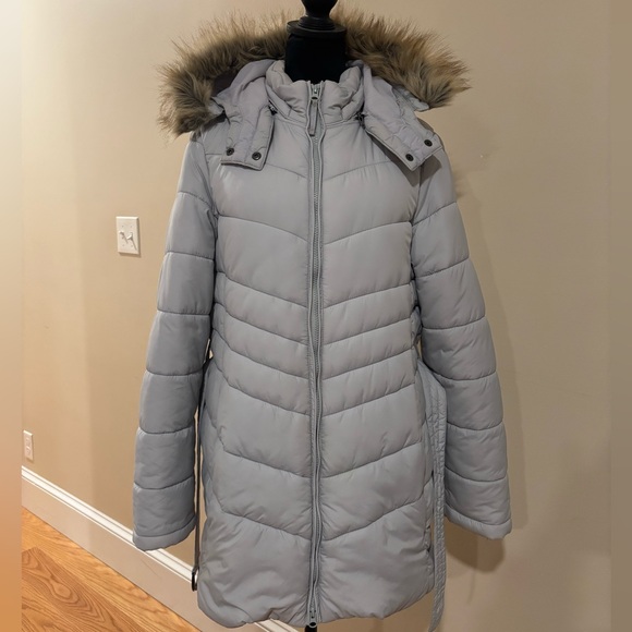 LL Bean Long Quilted Ultra Light Puffer Coat Gray Size XL - Picture 2 of 7